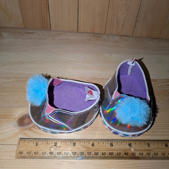 Built A Bear Holographic Shoes with Blue Pom Pom - Picture 4 of 4